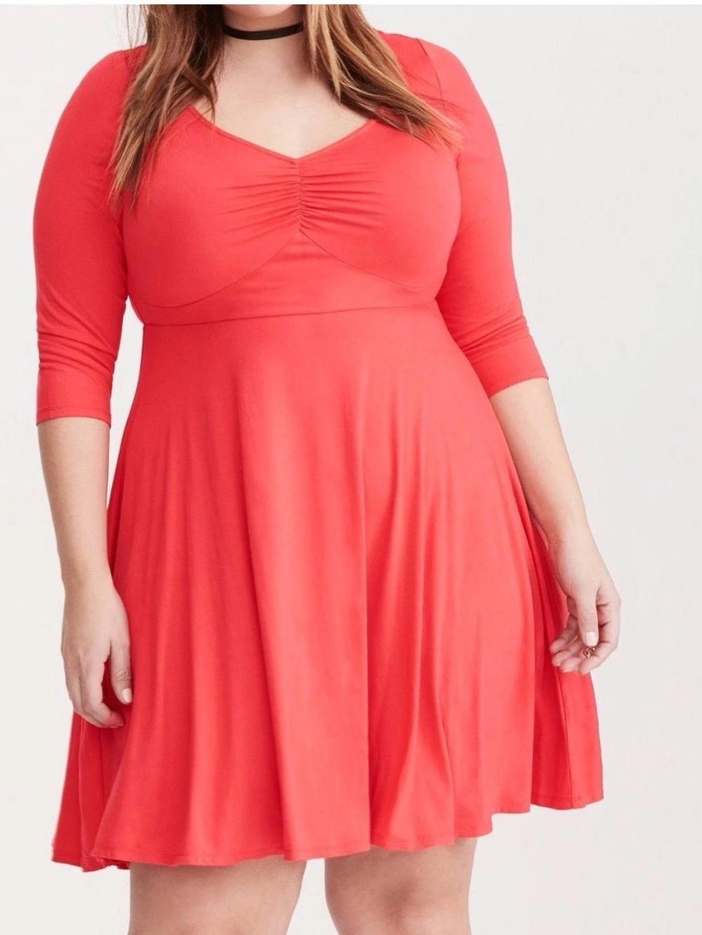 Torrid Women's Size 0X Large 12‎ Jersey Knit Sweetheart Skater Dress Pink Red